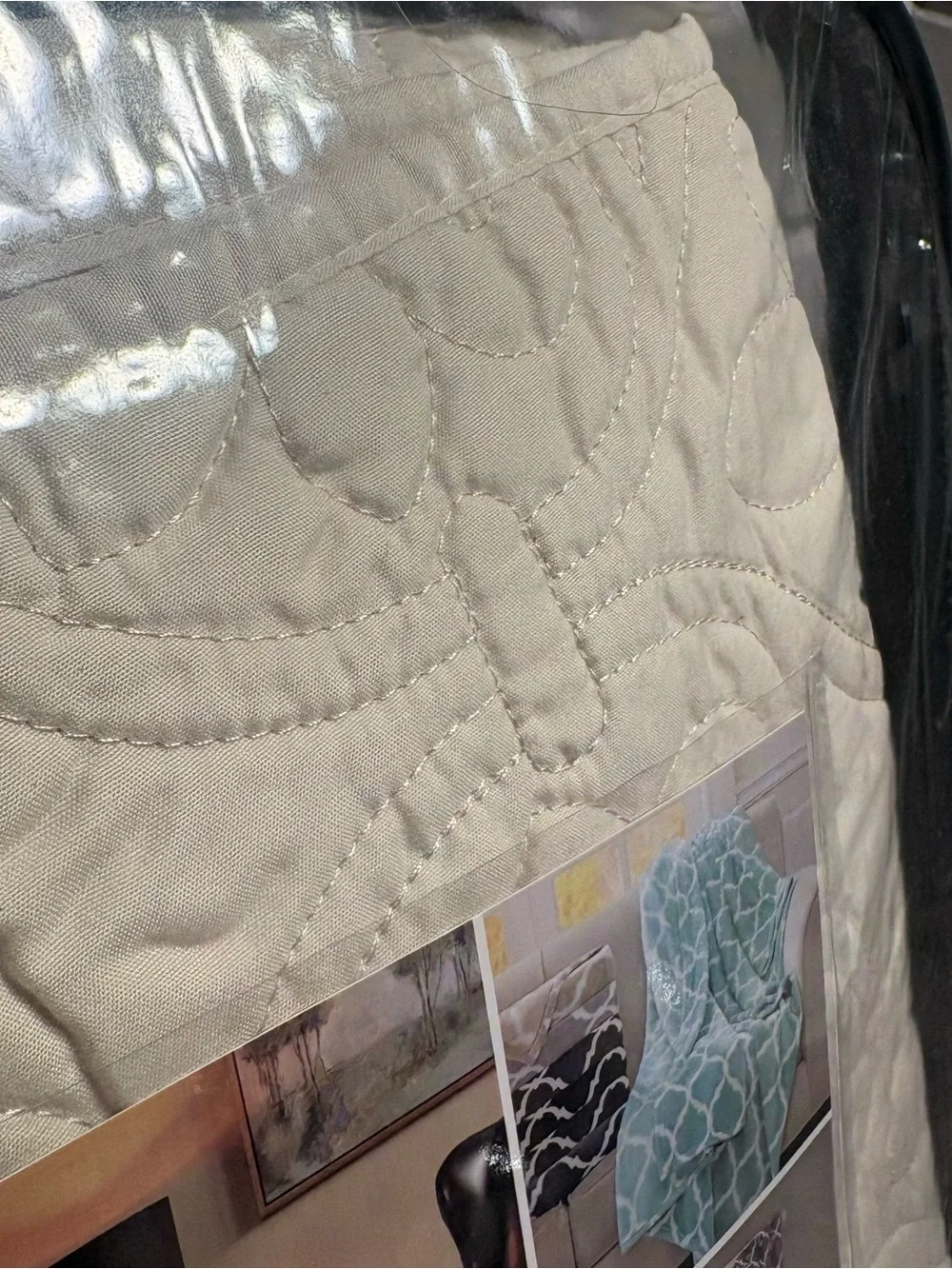 NEW Madison Park Luxe Cotton Damask Quilt Set, Cream 2PC Twin/Twin XL Sham